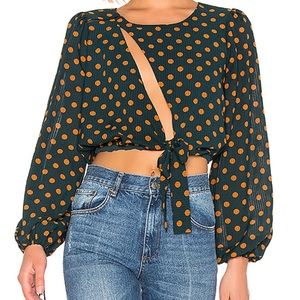 🌿House of Harlow Long Sleeve Blouse in Polka Dot